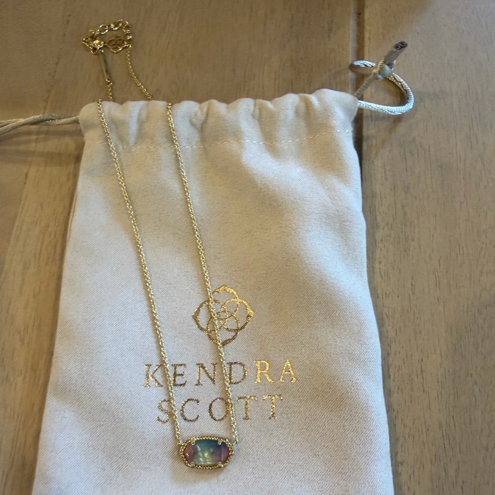 Kendra Scott Gold Necklace with Multicolor Opal Pendant